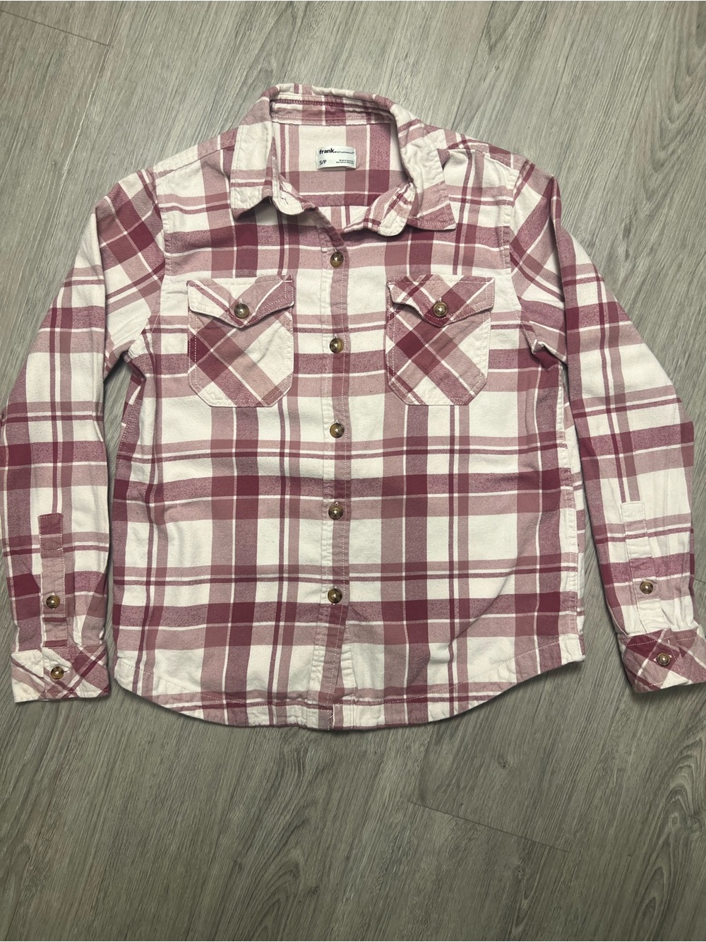 Frank & Oak Pink and White Plaid Button-Down Shirt